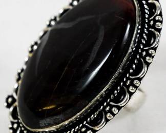 1671 - Coconut Jasper Leerman Silver Ring sz 8
