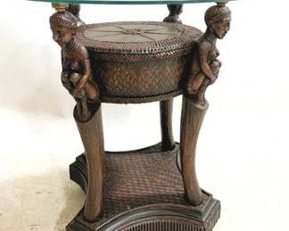 3273 - Figural Glass Top Side Table - 26 x 24
