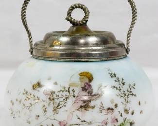 160 - Wave Crest Hand Painted Lidded Jar 3.5"
