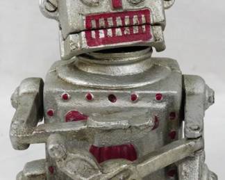 1466 - Cast Iron Robot Bank 8"
