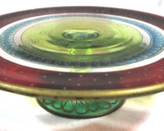5038 - Painted Glass Cake Stand - 12" x 3.5"
