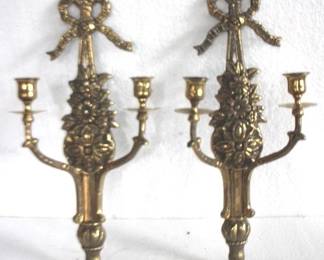 8044 - 2 Brass Wall Sconces - 16.5" x 8"
