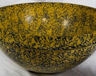 43 - Large Spongeware Pottery Bowl 8x16"