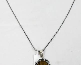 1661 - Tiger Eye Leerman Silver Pendant Necklace
