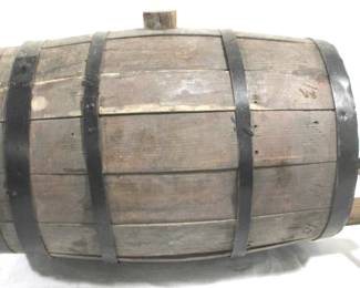 8387 - Wood Barrel - 25" x 16" x 12.5"
