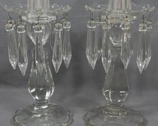 186 - Pr Cambridge Glass Hurricane Bases 10"
