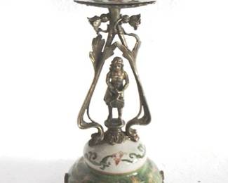 8027 - Porcelain & Brass Compote - 13" x 10.5"
