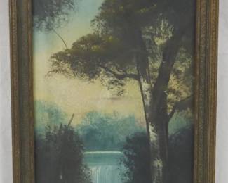 1387 - Unsigned Oil on Board Framed 20x10
