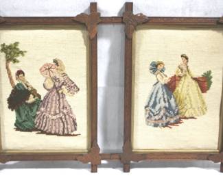 8532 - 2 Needlepoints - 15 x 19 Criss Cross Frames
