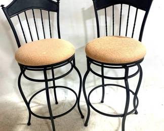 3210 - 2 Swivel Bar Stools - 44 x 17 x 28 stain on one of the cushions
