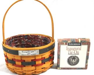 5158 - 1997 Longaberger Inaugural Basket w Liner & Charm
