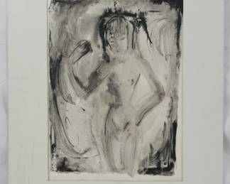 1449 - Unsigned Charcoal Nude 18x14
