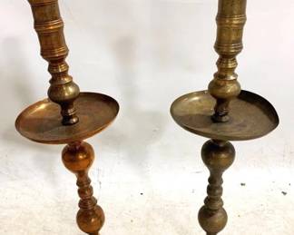 3232 - Pair 40" Tall Brass Altar Candleholders