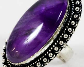1675 - Amethyst Leerman Silver RIng sz 7

