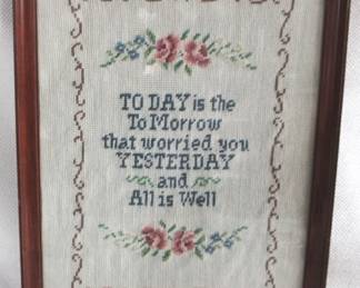 7637 - Framed Needlepoint - 17.5" x 14.5"
