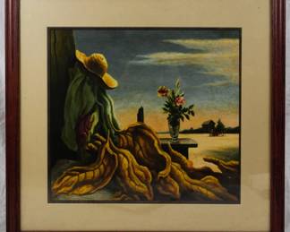 1523 - Thomas Hart Benton Giclee Tobacco Leaves 23.5x25
