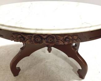 3043 - Rose Carved Marble Top Coffee Table 17" x 34" x 22"
