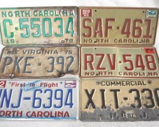 7932 - Lot of 6 Metal License Plates

