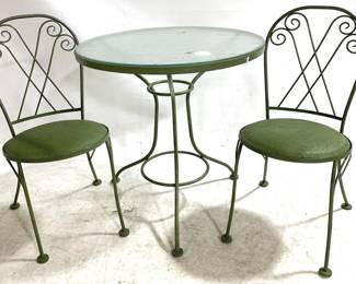 3027 - Metal Outdoor 3 pc Bistro Table Set Table - 29" x 29" Chairs - 34" x 16" x 20"

