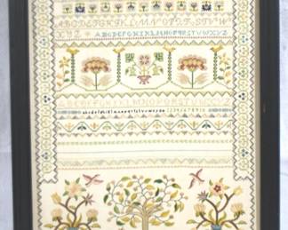 8533 - Framed Needlepoint Sampler - 19" x 27"
