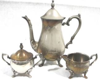 8470 - Silver Plate Teaset - 10" x 3" x 5" & 5.5" Tall
