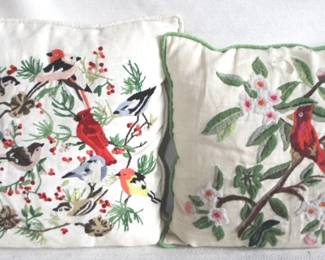 7654 - 2 Embroidered Throw Pillows - 15" x 15"
