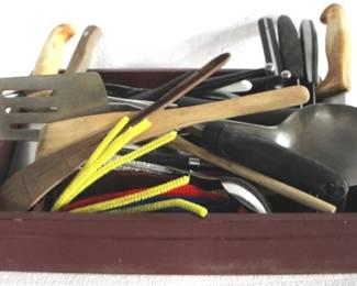 8008 - Wood Tray of Assorted Items
