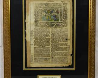 1550 - 1715 Martin Luther Bible Leaf Framed 22.5x18
