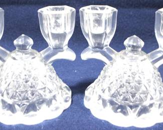 8538 - Pair Glass Candle Holders - 4.5" Tall
