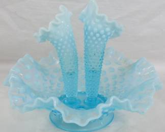 123 - Fenton Hobnail Epergne (Missing 1 Spoke) 7x7.5"
