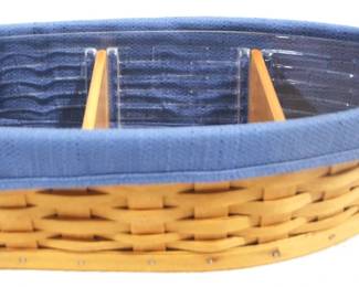 5183 - 2002 Longaberger Boat Basket w Liner&Dividers 14" x 7" x 4"
