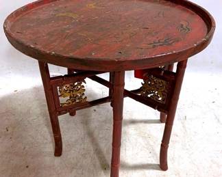 3101 - Oriental Painted Wood Table - 21 x 25
