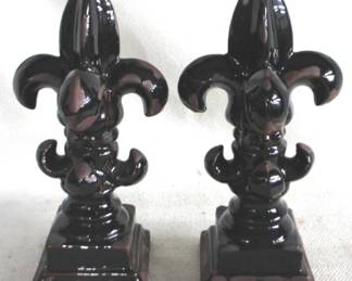 7831 - 2 Pottery Fleur De Lis - 12.5" Tall
