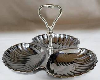 381 - Tidbit Tray w/ handle - as is - small spot of rust 7 x 11
