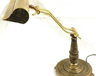 8603 - Brass Desk Lamp - 14.5" x 15" You are buying a used as-is electric/electronic item. We do not guarantee all components are present, and if it is not expressly stated, it is untested.
