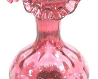 5011 - Fenton Cranberry Glass Vase - 9" Tall
