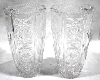 5095 - Pair of Crystal Vases - 10" Tall
