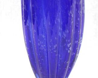 8356 - Blue/Clear Glass Vase - 12.5" Tall
