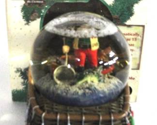 8097 - North Lodge "Santa Fishing" Snow Globe in Box
