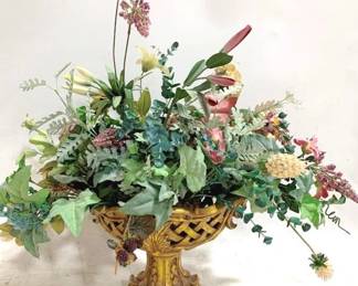 3372 - Woven Compote w/ faux flowers & greens 26"
