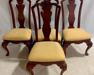 3217 - 4 Queen Anne Dining Chairs 44 x 21 x 21 - some stains
