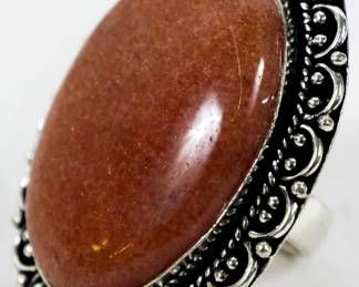1676 - Red Onyx Leerman Silver Ring sz 9
