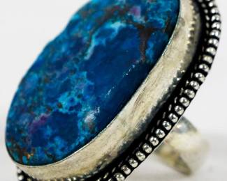 1680 - Turquoise Leerman Silver Ring sz 9
