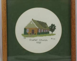 1282 - Quaker Church Framed Needlepoint 11x11
