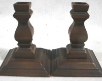 8510 - 2 Wood Candle Holders - 5" Tall
