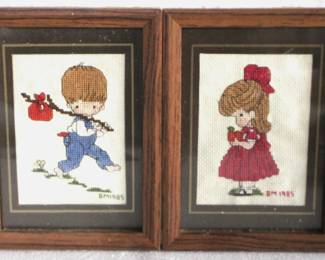 8255 - 2 Framed Needlepoints - 8" x 6"
