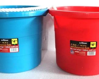 8136 - Two 5 Gallon Plastic Tubs - 14" x 11"
