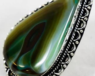 1673 - Multy Onyx Leerman Silver Ring sz 6

