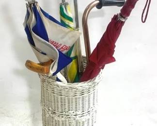 3192 - Wicker Umbrella Basket w/ Contents
