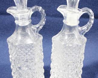 8517 - Set of Glass Oil & Vinegar Cruets - 7.5" Tall
